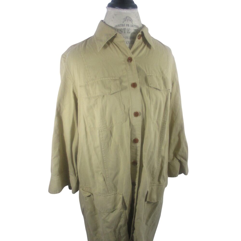 NWT Lauren Ralph Lauren Khaki Utility Cargo Shirt Dress Size 16 W